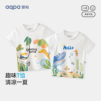 aqpa 儿童短袖T恤纯棉上衣春夏宝宝衣服内搭打底萌 森林聚会 100cm