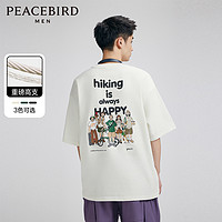PEACEBIRD 太平鸟 男装 2024年夏季新款重磅潮流后背印花短袖T恤