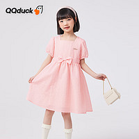 QQ duck 可可鸭 童装女童连衣裙儿童夏季裙子泡泡袖公主裙小公主裙粉色；130