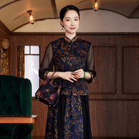 玺玥中国风香云纱日常百搭碎花中式唐装上衣2024春夏复古女装 图片色 L