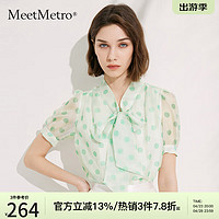 MeetMetro玛依尔2024夏薄荷曼波法式甜美衬衫女波点印花衬衣 印花【闪电发】 XL