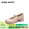 KISSKITTY2024春季纯色一字带玛丽珍小皮鞋厚底法式气质单鞋SA54111-81 深杏色油面羊皮革 37