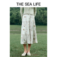 THE SEA LIFE欧海一生 高腰半身裙24春夏廓形优雅印花气质百搭15067 微光绿 S