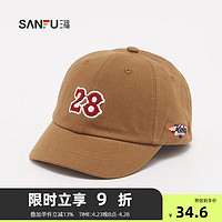 三福迪士尼IP米奇数字棒球帽 服饰配件鸭舌帽复古帽子482653 棕色 均码