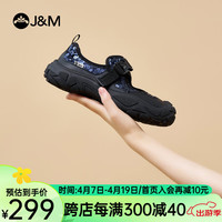 快乐玛丽(J&M)凉鞋女2024夏季厚底一字带中空沙滩鞋休闲ins潮透气运动鞋女 深蓝色(晒图送20元红包) 37