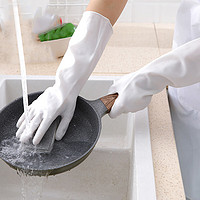 HOUYA 洗碗手套四季通用女厨房橡胶皮耐用型防水洗衣服家务清洁长款加厚 手套3双装