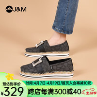 快乐玛丽(J&M)渔夫鞋女单鞋2024春季松糕厚底一脚蹬休闲浅口舒适通勤鞋子女 黑色 35