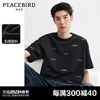 PEACEBIRD 太平鸟 刺绣短袖t恤男2024年夏季新款圆领体恤潮