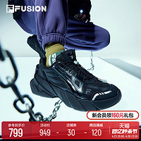 FILA 斐乐 王嘉尔同款FILA FUSION斐乐异钛鞋老爹鞋2024新款运动鞋男鞋黑色