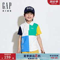 Gap男童2024夏季珠地网眼polo领撞色短袖T恤儿童装上衣466027 白色 130cm(S)亚洲尺码