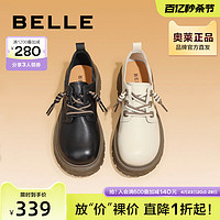 BeLLE 百丽 情侣新款牛津鞋溶解乐福鞋女鞋黑小皮鞋女真皮单鞋B0936DM2