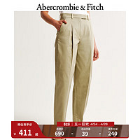 ABERCROMBIE & FITCH女装 24春夏简约时尚通勤挺括棉质锥形九分裤 357495-1 棕黄色 31S