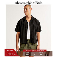 ABERCROMBIE & FITCH男装 24春夏时尚复古短款美式风衬衫KI125-4093 黑色 XL (180/116A)