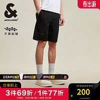 杰克·琼斯(JACK&JONES)夏季立体字母胶印百搭不易起皱舒适休闲短裤男装224215050 E40黑色 165/72A/XSR