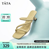 TATA 他她 时尚一字拖鞋女外穿猫跟凉鞋女百搭2023夏季新款7UJ11BT3