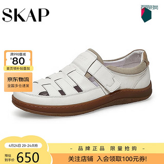 SKAP2024夏季镂空透气舒适猪笼鞋男鞋罗马凉鞋A3K03BK4 米白 39