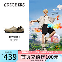 斯凯奇（Skechers）刘宇同款洞洞鞋泡泡鞋运动凉鞋拖鞋溯户外溪鞋休闲沙滩鞋243341 橄榄绿/OLV 39.5