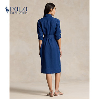 Polo Ralph Lauren 拉夫劳伦 女装 24年夏配腰带亚麻连衣裙RL25505 400-蓝色 00