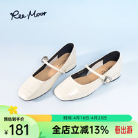 reemoor睿慕浅口玛丽珍鞋2024春夏百搭低跟女鞋复古单鞋女 米色 35