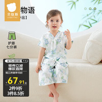 贝肽斯女童睡衣夏季薄款儿童家居服套装2024男孩宝宝短袖冰丝 蓝莓物语 80cm【可开档】