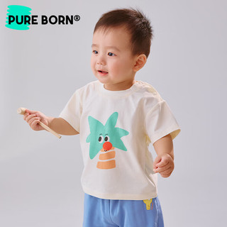 博睿恩（Pureborn）【凉感棉】婴幼儿t恤2024夏季清爽可爱短袖上衣男女宝宝T恤 深灰 80cm