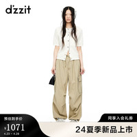 DZZIT地素休闲裤2024夏季卡其色工装风轻松裤子女 深卡其色 M
