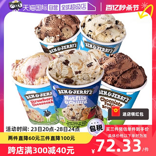 BEN & JERRY'S Ben&Jerry's本杰瑞巧克力布朗尼香草桶装雪糕冰激淋465mL