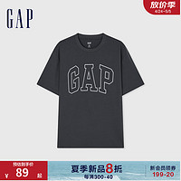 Gap夏季男女装2024夏撞色logo圆领短袖T恤纯棉544465 黑灰色 185/108A(XXXL) 亚洲尺码