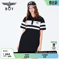 BOY LONDON24夏女士POLP短袖连衣裙黑白撞色潮酷显瘦针织裙W17800 黑色 M