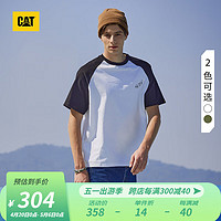 CAT卡特24春夏男户外滑板元素图案设计插肩袖短袖T恤 白色 XL