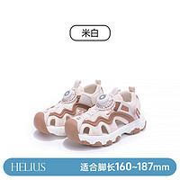 赫利俄斯2024夏季凉鞋男女宝宝婴幼沙滩防滑运动包头凉鞋 8081米白 27码 脚长16.0-16.5cm