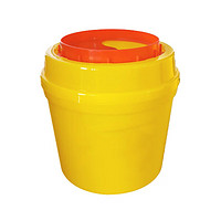 军楚圆型利器盒卫生所锐器盒黄色小型废物桶医院诊所科室1L PO-1CY