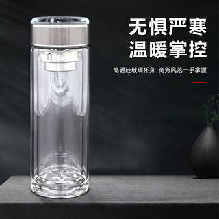 康承（kangcheng）康博双层玻璃杯 过滤网耐高温玻璃杯 商用办公320ml KC-6913