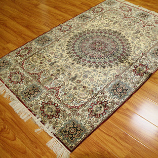 毯 1厘米13个结高道数薄软手工真丝地毯 122x183厘米