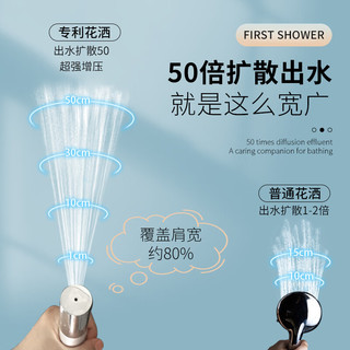 贝蒂娜带开关黑色淋浴增压一字花洒喷头一键止水圆柱形手持淋雨头喷枪 专利基础款喷头+90合金座