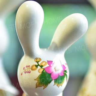 墨菲如意兔摆件创意陶瓷动物装饰品欧式美式客厅电视柜酒柜玄关摆设 硕果累累如意兔摆件