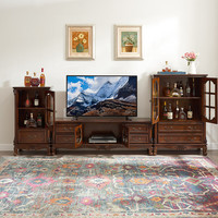赛梵纳美式全实木电视柜 欧式电视机柜酒柜组合 客厅家具复古小户型地柜 胡桃色单个电视柜