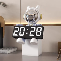 吉召宇航员太空人桌面闹钟摆件书桌办公桌玄关装饰高级感乔迁开业 【炫酷银】时钟宇航员