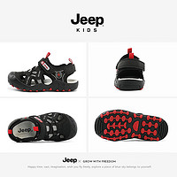 Jeep 吉普 女童凉鞋2024夏款男童鞋子运动透气童鞋新款儿童包头沙滩鞋溯溪鞋 黑色 28码 鞋内长约18.2cm