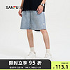 SANFU 三福 2024夏季男士经典牛仔中裤 休闲时尚宽松橡筋腰裤子483276 蓝色 28