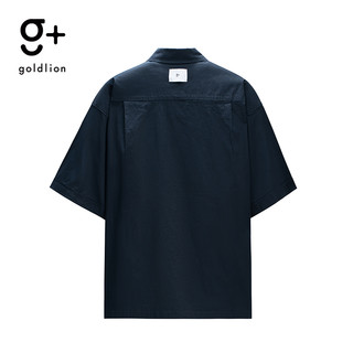 金利来 g+复古工装风短袖衬衫男士宽松休闲港风户外衬衣GJ 95-藏蓝 L