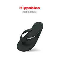 hippobloo泰国河马乳胶人字拖粗带纯色浮雕标志款舒适防滑橡胶拖鞋ins 新黑款 42(泰码11)