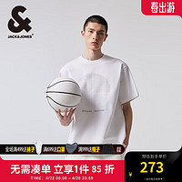 杰克·琼斯（JACK&JONES）夏季款速干凉爽胶印宽松罗纹圆领立体logo短袖T恤男款224201035 本白色A06 本白色A06 170/92A/S