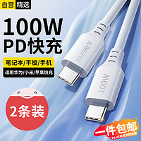 斯泰克【两条装】Type-C数据线USB-C双头快充100W苹果15充电线c to c车载适用promax/小米华为Mate60