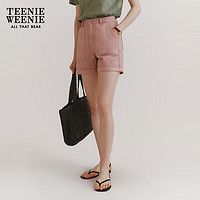 Teenie Weenie小熊女装2024夏装复古斜纹肌理感短裤微A牛仔裤 粉色 170/L