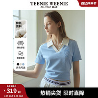 TEENIE WEENIE TeenieWeenie小熊2024年夏季新款撞色POLO短袖正肩T恤短款上衣女