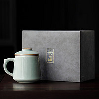 唐丰(TANGFENG)李桂莲汝窑办公杯可养开片带过滤泡茶杯茶水分离个人杯礼盒装 宋蕴天青玉龙杯礼盒装