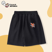 奥特曼衣服男童夏季薄款纯棉短裤男童女童时尚休闲运动裤百搭裤子 黑色-K字 120码身高110-120cm