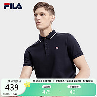 FILA 斐乐 男士翻领短袖polo衫2024夏季商务休闲T恤 传奇蓝-NV（补货） 175/96A/L