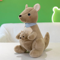 Ghiaccio 呆萌母子袋鼠毛绒玩偶袋鼠娃娃仿真动物 25CM